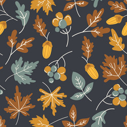 seamless pattern of autumn scene with maple leaves vector