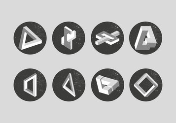 set of impossible objects geometric shapes vector