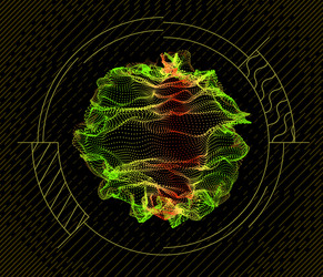 sphere from particles wave nodes 3d sea flow vector image