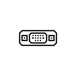 vga port icon computer component outline vector image