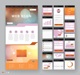 Website template design with interface elements vector