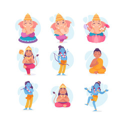 ancient indian hindu gods and deity set Vector Image