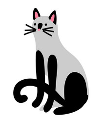 grey cat outline character isolated vector image