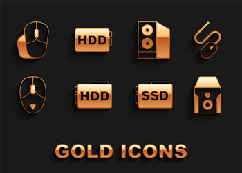 set hard disk drive hdd computer mouse vector image