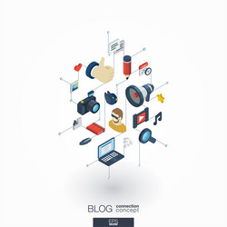 Blogging integrated 3d web icons digital network vector