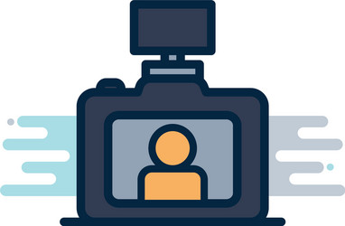 camera device with flash line fill block style vector image