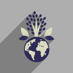flat web icon with long shadow earth plants vector image