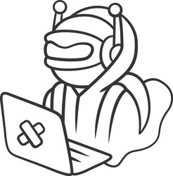 hacker bot linear icon virus robot cyber pirate vector image