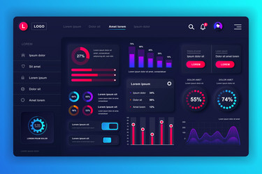 neumorphic dashboard ui kit admin panel design vector image