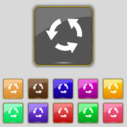 Refresh icon sign set with eleven colored buttons vector