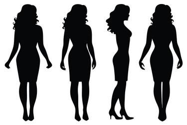 woman standing silhouettes set isolated flat Vector Image