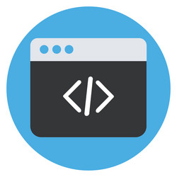 command window flat icon with blue background vector image