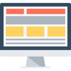 desktop computer flat web icon vector image