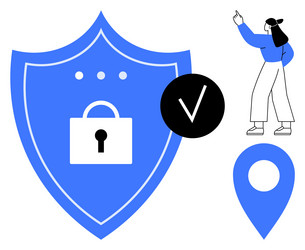 digital security concept with shield padlock vector image