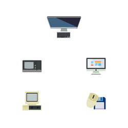 flat icon computer set of display pc vector image