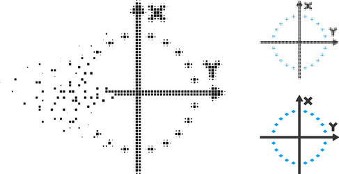 fractured pixel halftone dotted circle plot icon vector image