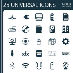 hardware icons set collection of computer keypad vector image