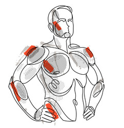 Linear drawing of a perfect body fit model man Vector Image