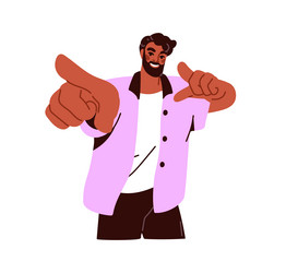 man pointing forward choosing you happy smiling vector image
