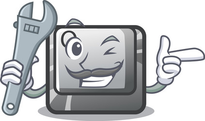 mechanic q button installed on cartoon computer vector image