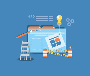 website under construction with desktop computer vector image