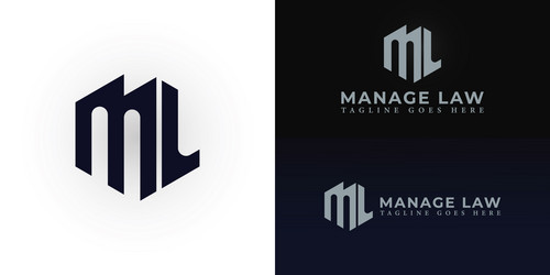 abstract initial hexagon letters ml or lm logo vector image