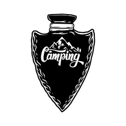 camping emblem in arrowhead shape design element vector image