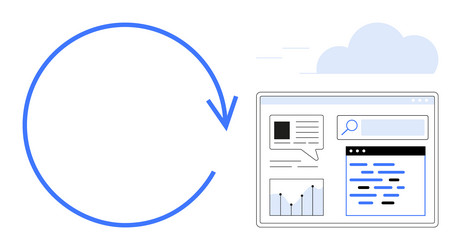 circular progress symbol flowing into website vector image