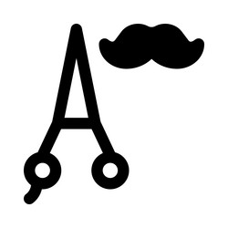 mustache styling at salon with a scissor vector