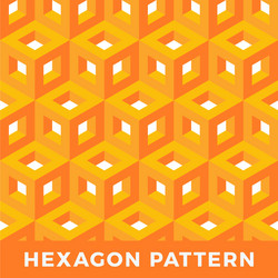 Orange cube isometric seamless pattern hexagon vector