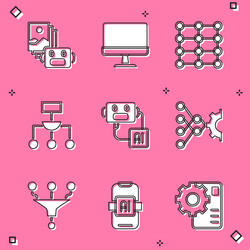 set artificial intelligence robot computer vector image