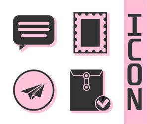 set envelope and check mark speech bubble chat vector image
