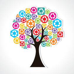 tree forming by colorful recycle icons vector