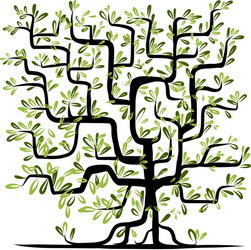 Green tree square shape for your design vector