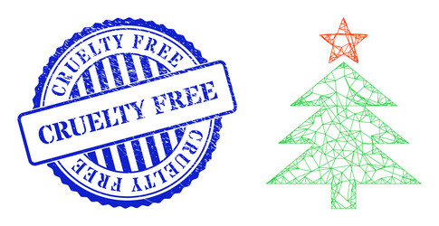 textured cruelty free seal and net new year tree vector image