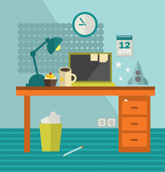 workplace with modern computer and spaceship vector image