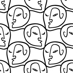 abstract faces seamless pattern modern minimal vector image