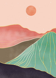 Abstract mountain landscape poster Royalty Free Vector Image