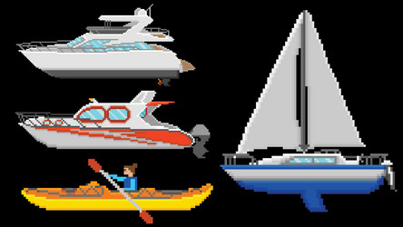 boat designed based on 8 bit size vector image