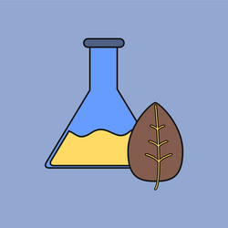 flat icon design collection lab flask with leaf vector image