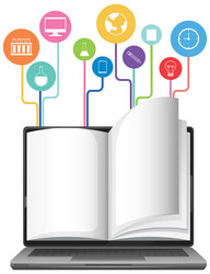 laptop computer with academic icon on white vector image