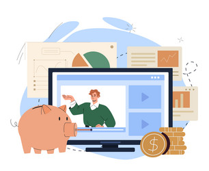 online business course man on computer screen vector image