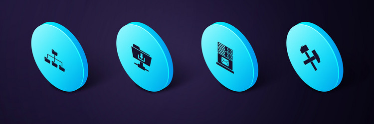 set isometric two crossed hammers mail server vector image