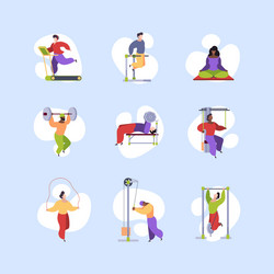 sport characters healthy lifestyle people making vector