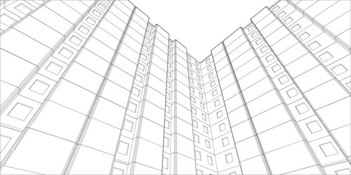 wire-frame building view from bottom up vector