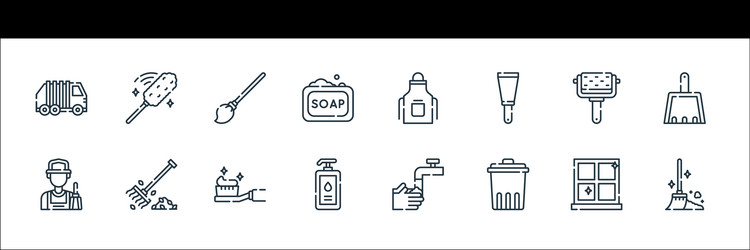 cleaning line icons linear set quality vector image