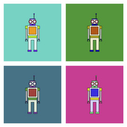 Flat icon design collection robot toy with antenna vector