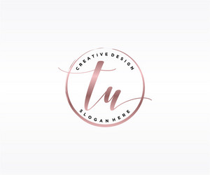 Initial tu handwriting logo with circle template Vector Image