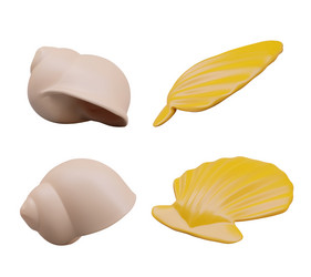 set of realistic shells in different positions vector