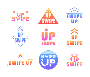 set swipe up buttons for social media vector image